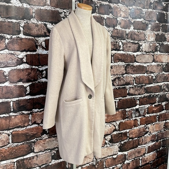 Waverly Grey libērant Pea Coat Womens 8 Cream Collar Button Textured Long Jacket - Picture 8 of 14